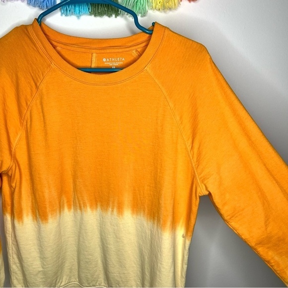 Athleta Orange Tie Dye Ombré Pullover Crewneck Sweatshirt Size Extra Small - Picture 4 of 16